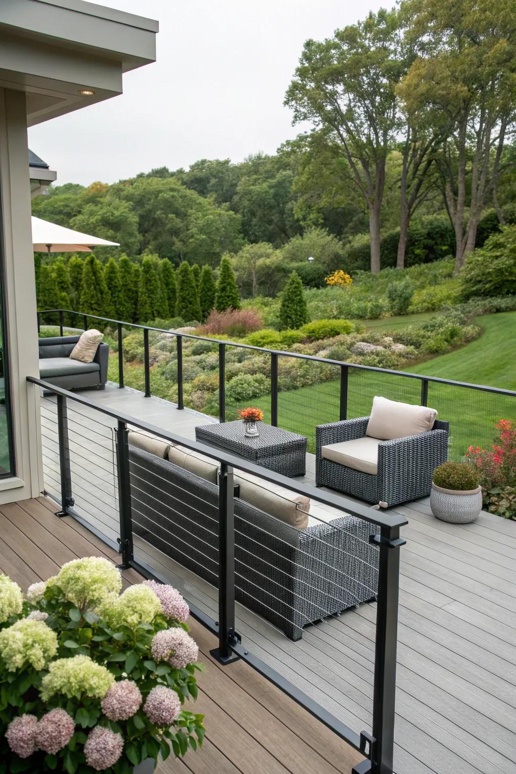 Stylish railings enhance your deck's safety and aesthetics.