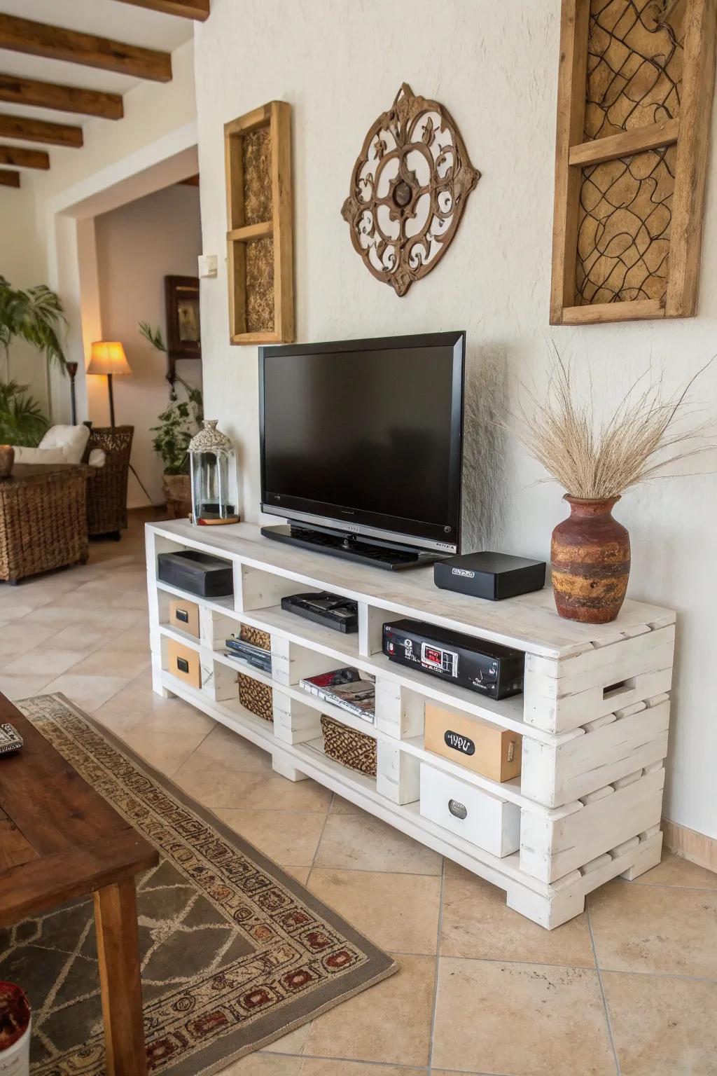 Enhance your entertainment area using a skid TV stand.