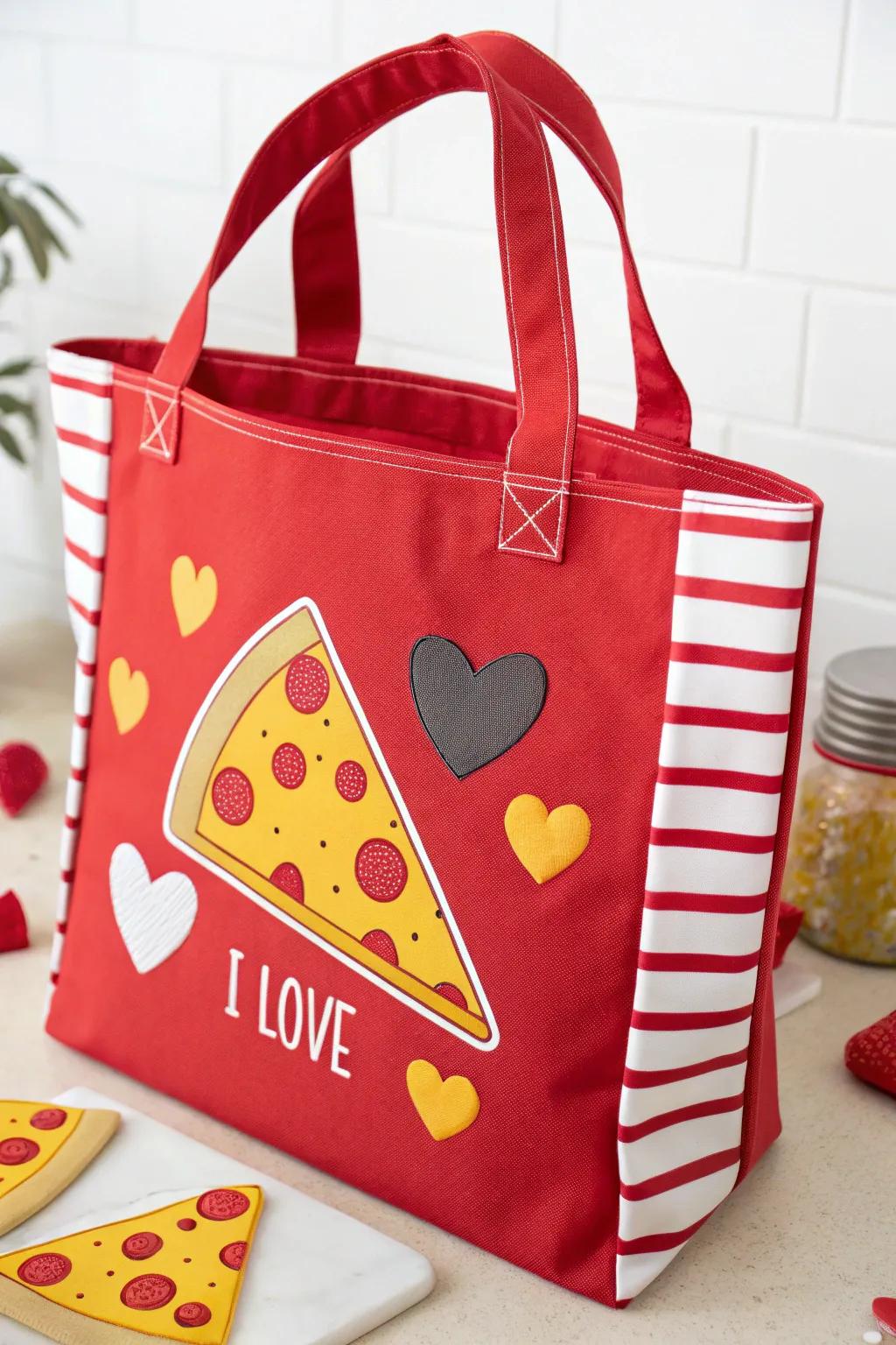 Crustaceous farinaceous disc-themed sacks impart a hint of levity and affection.