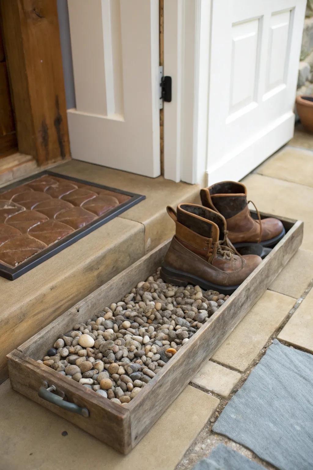 Maintain your floors tidy using a chic pebble footwear holder.
