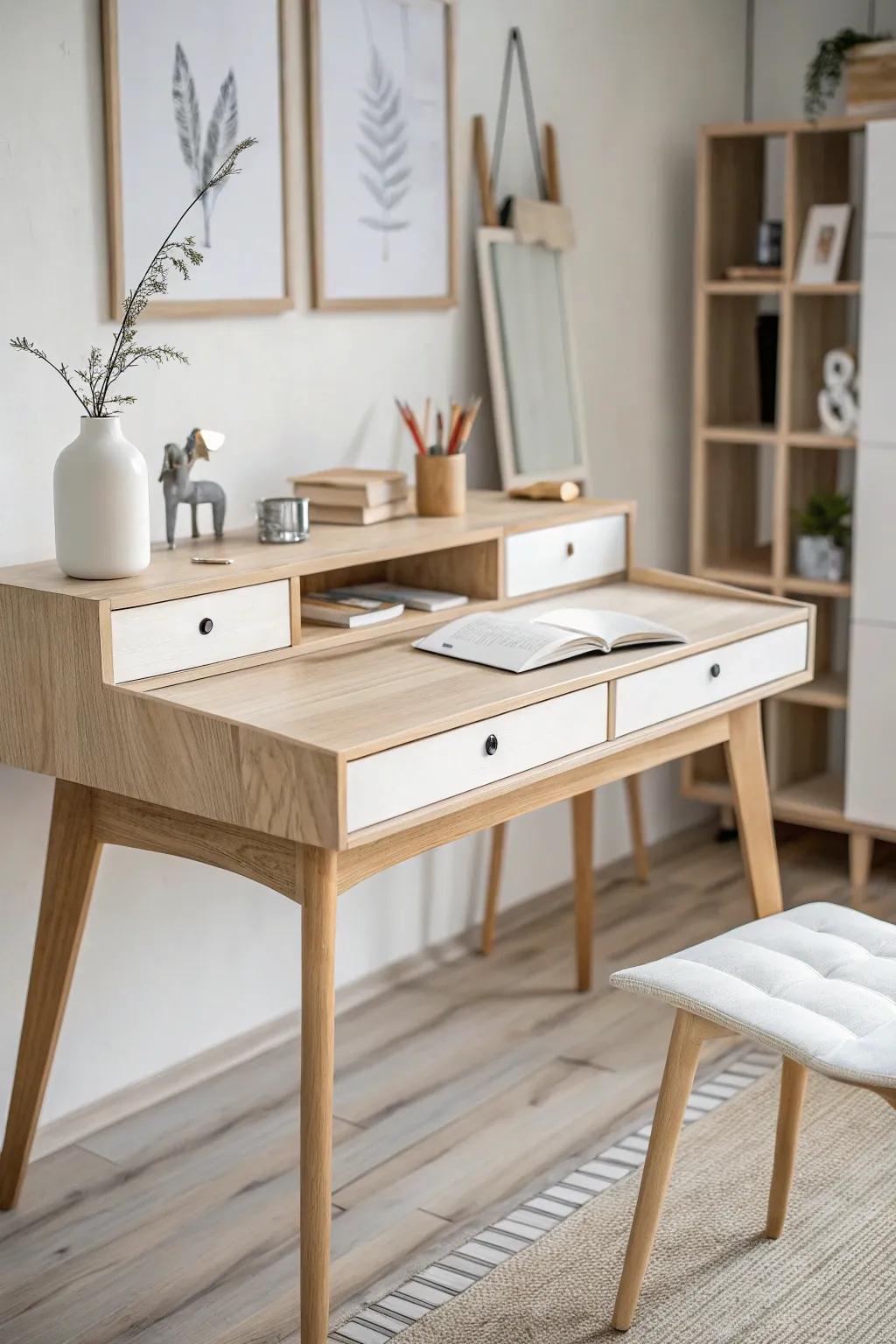 Scandinavian design infuses elegance and simplicity into your desk.