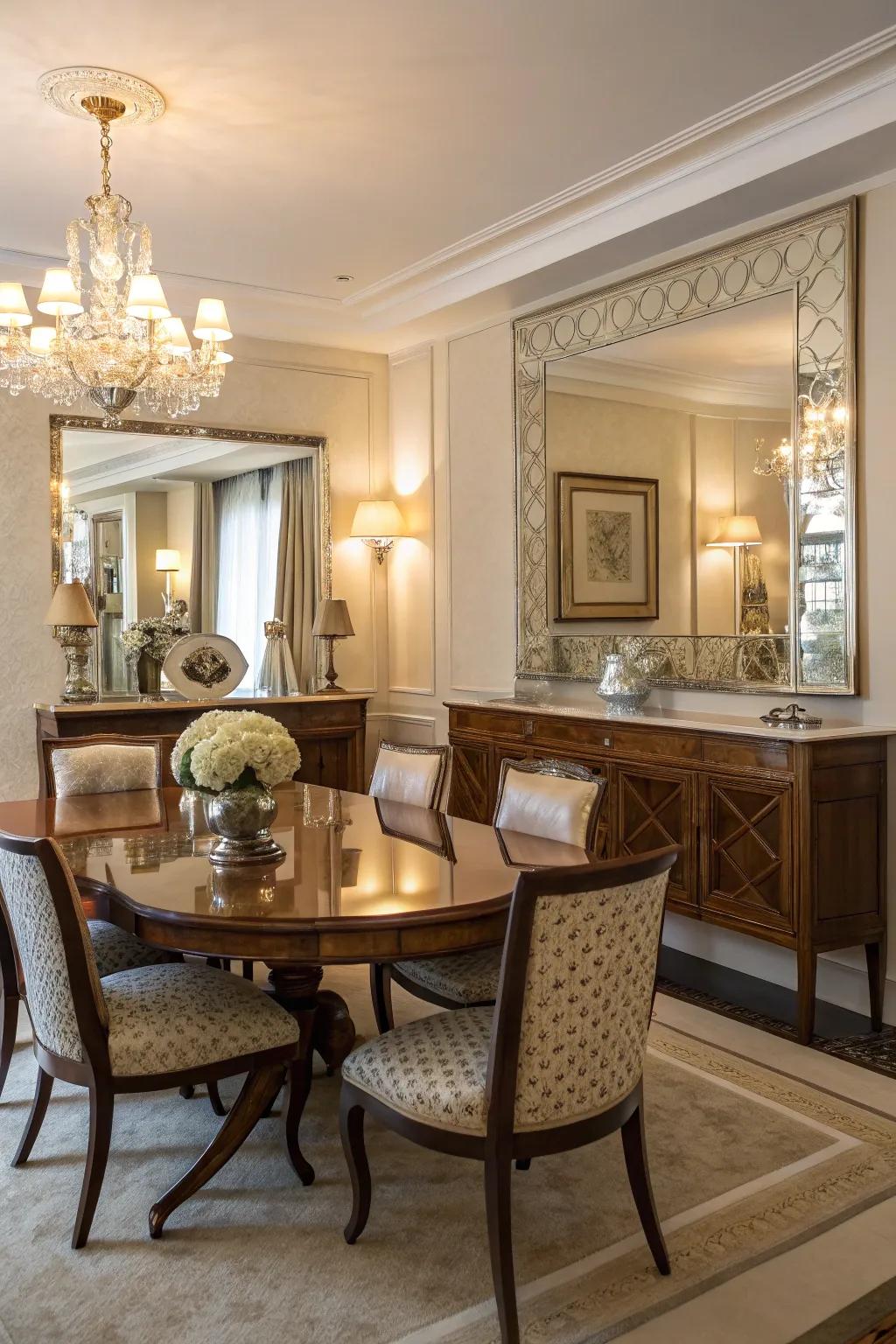 Mirrors enhance light and give the impression of a more spacious environment.