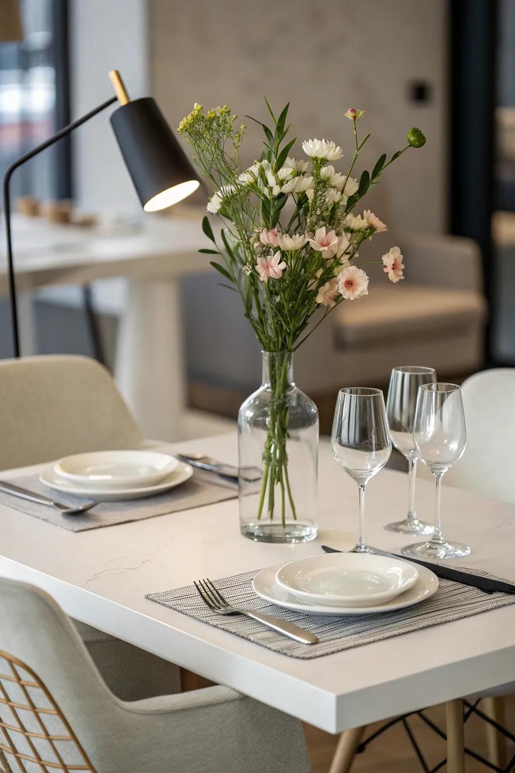Simple elegance brings peace and focus to the dining experience.