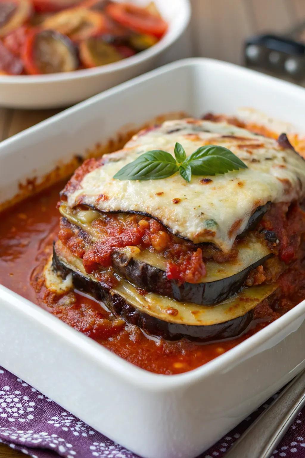 Aubergine with spice, a daring and tasty fusion dish.