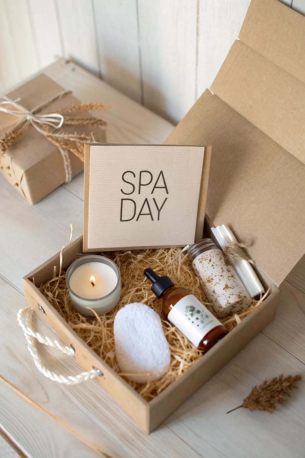 Curate a tranquil revitalizing spa session embodied within an exquisitely arranged handmade gift box. Perfect for bestowing an element of relaxation and refinement!