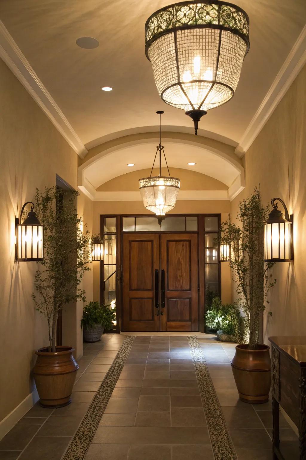 Suitable lighting leads to a welcoming and functional entryway.