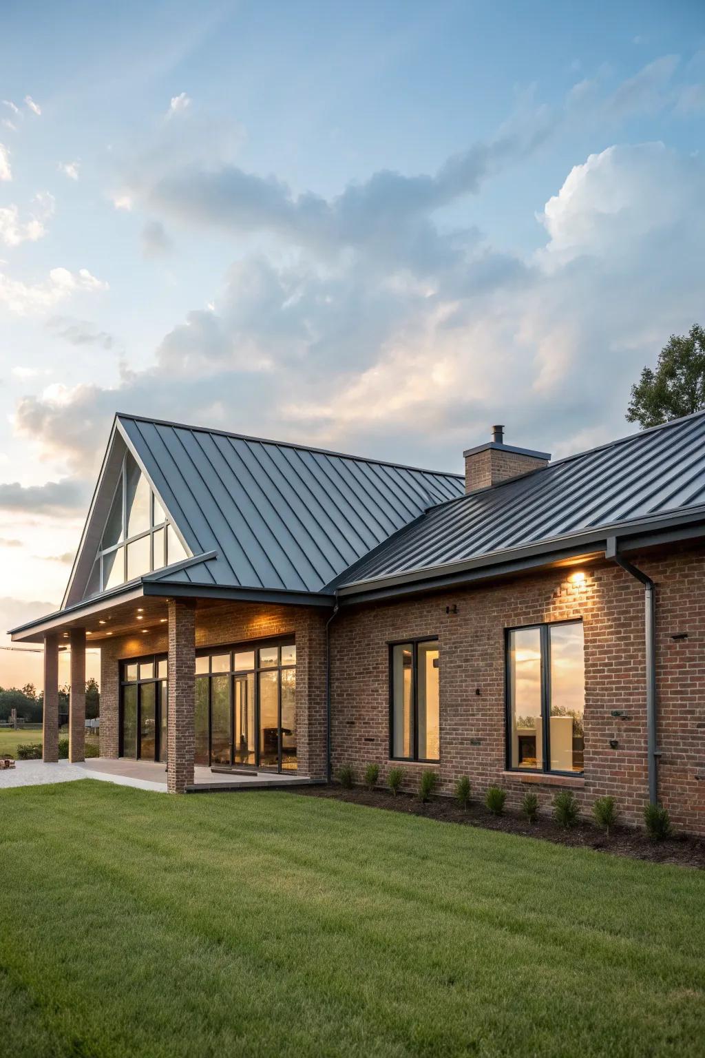 Up-to-date rooflines can refresh the entire vibe of a brick house.