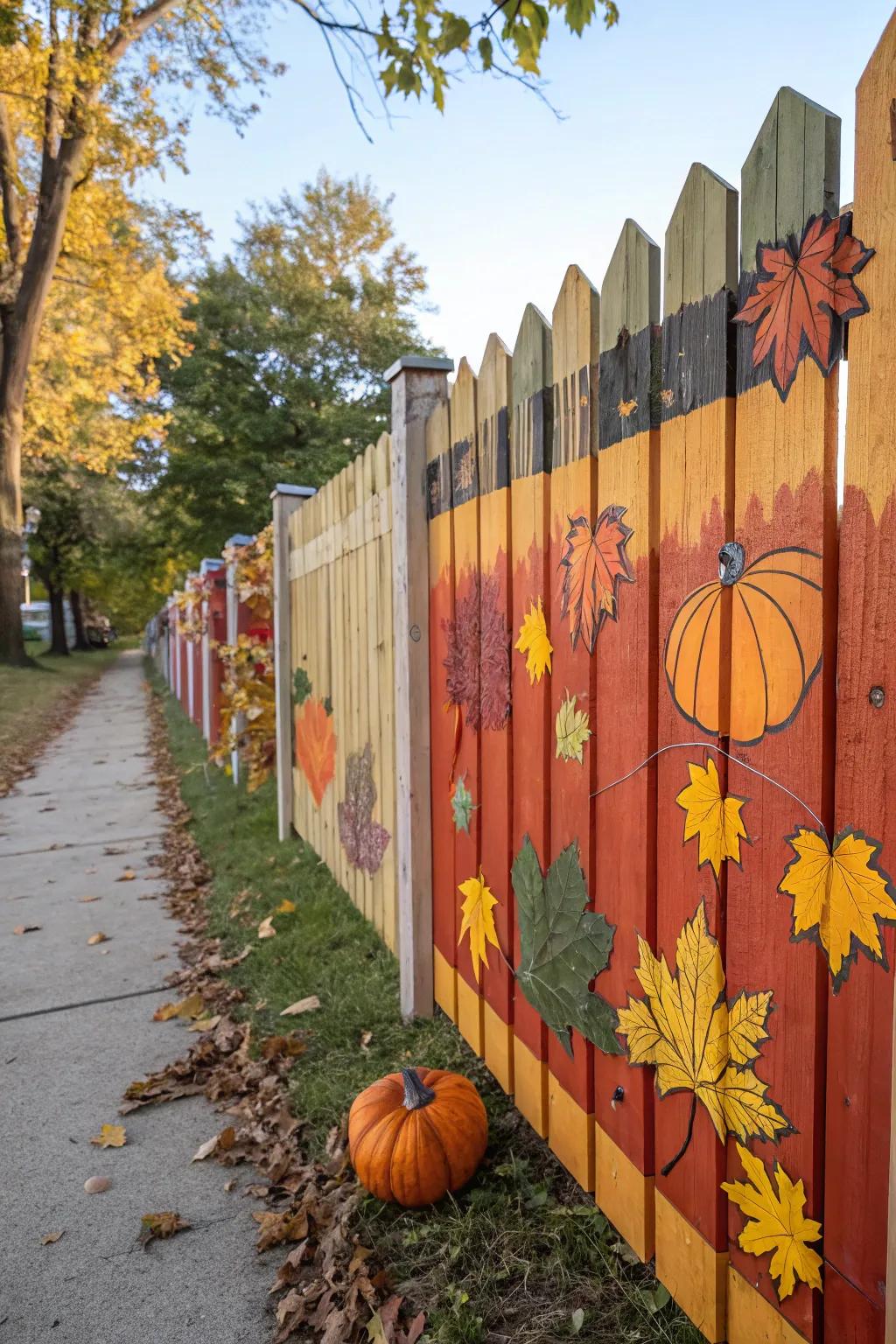 Timber paneling bearing seasonal motifs personalizes the fence.