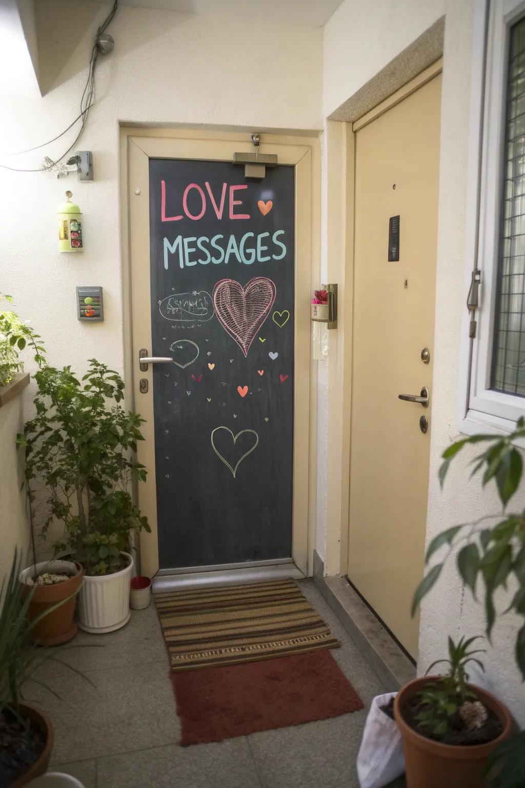 Express inventiveness with a slate board of affection notes.