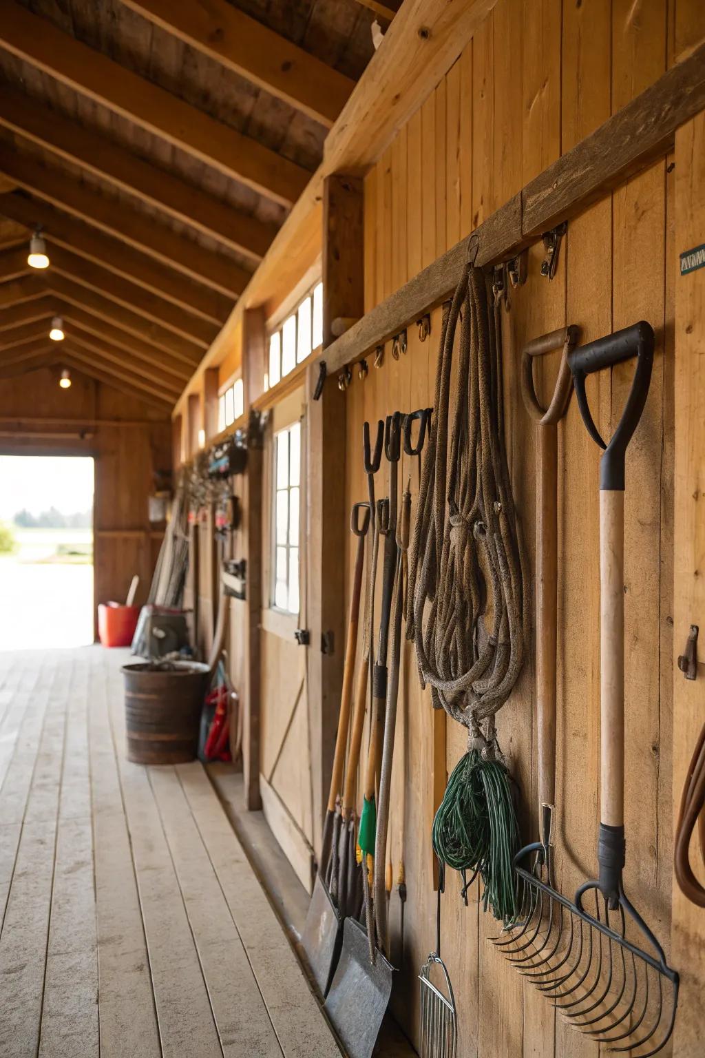 Keep tools organized and close by with simple hooks.