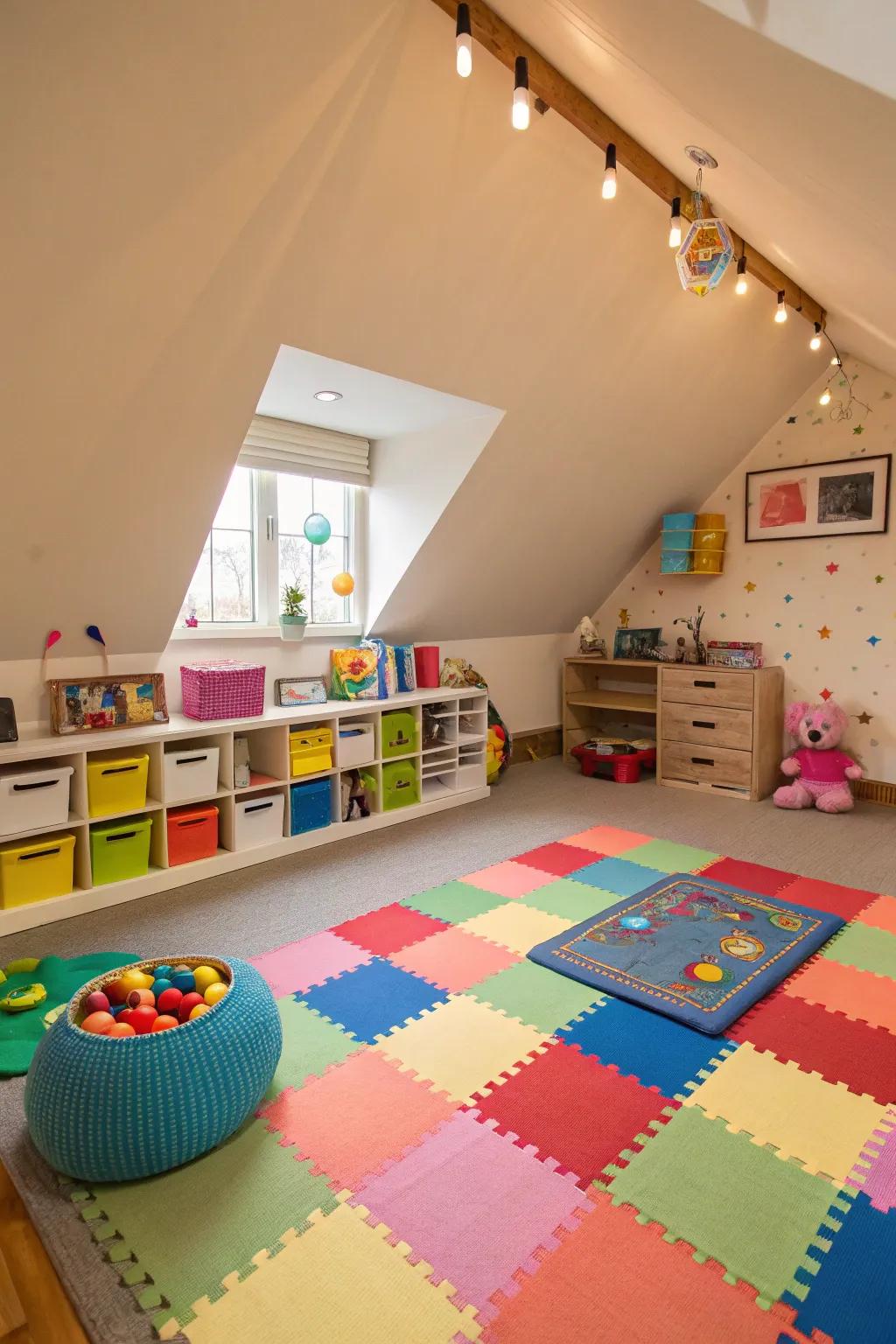 A playful attic paradise designed for kids.
