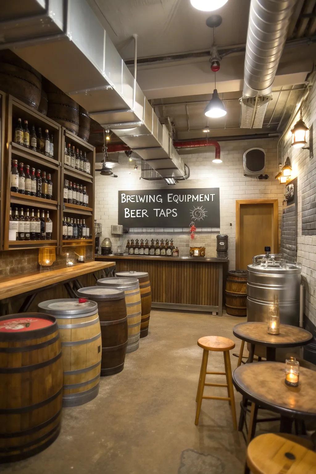 Create your own brews in your in-house brewery in the basement.