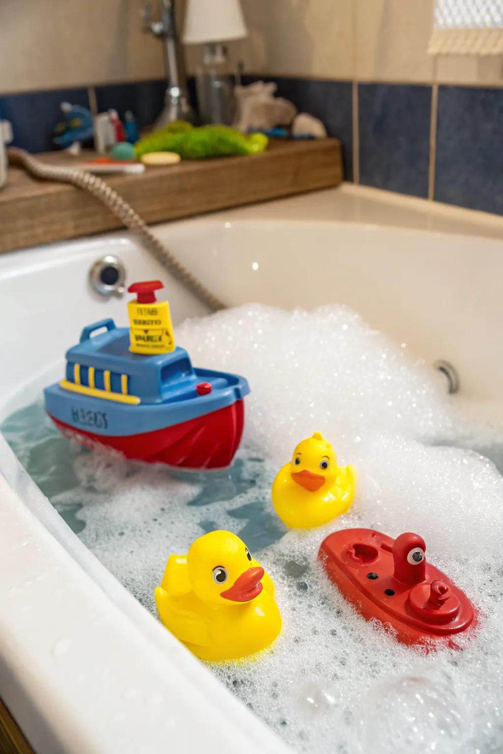 Add some splash with these enjoyable bath friends.