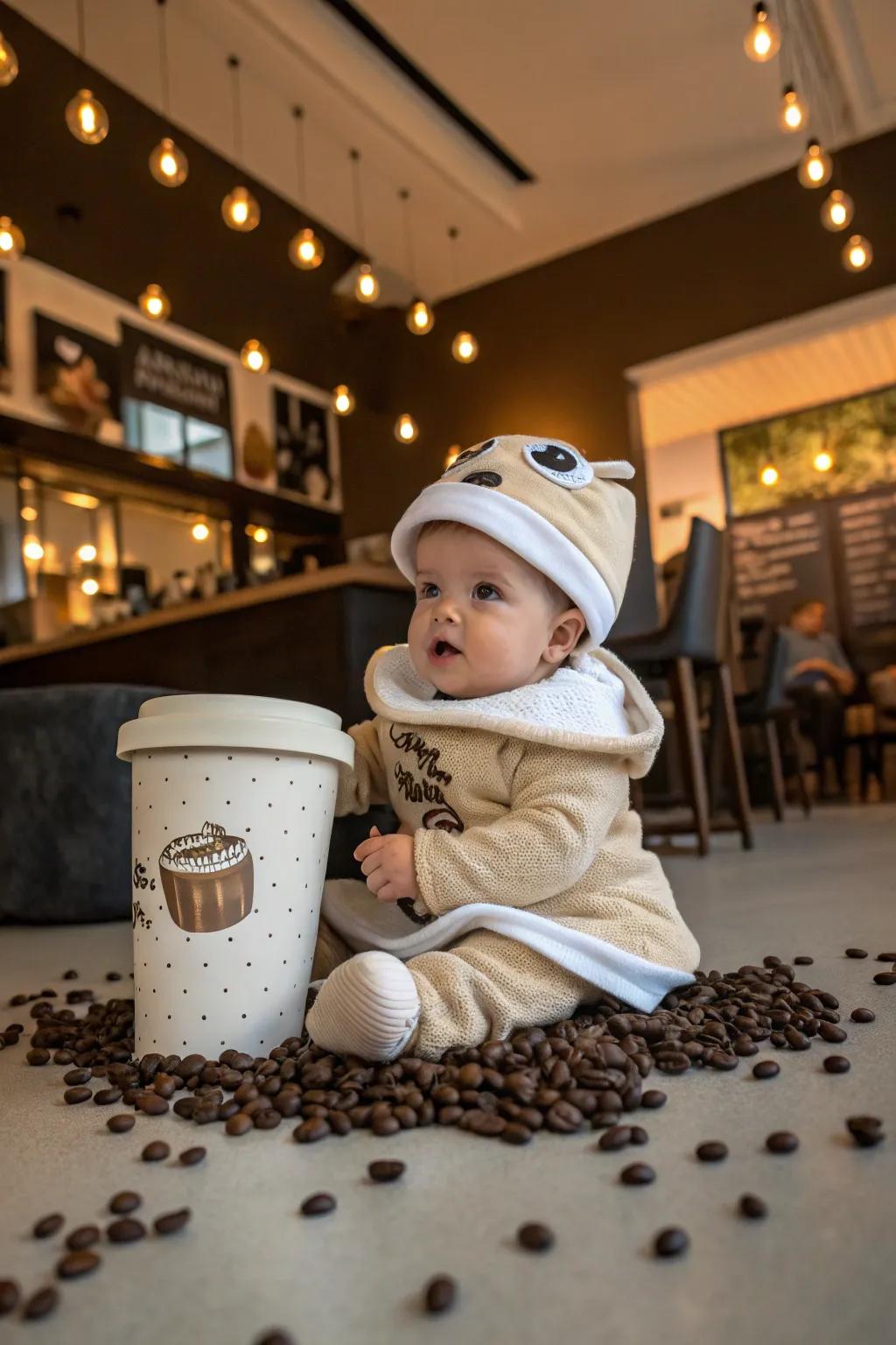 A snug mocha cup attire for parents who adore their brew.