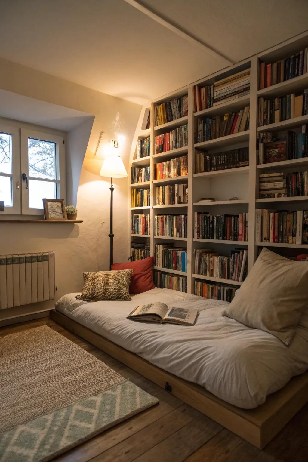 A reading corner adds charm and function to a small room.