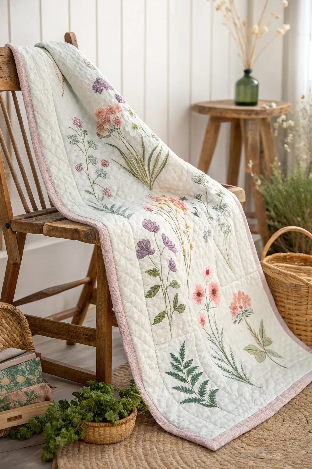 With the Wildflower Whimsy quilt, embrace nature's charm where ingenuity aligns with craftsmanship.