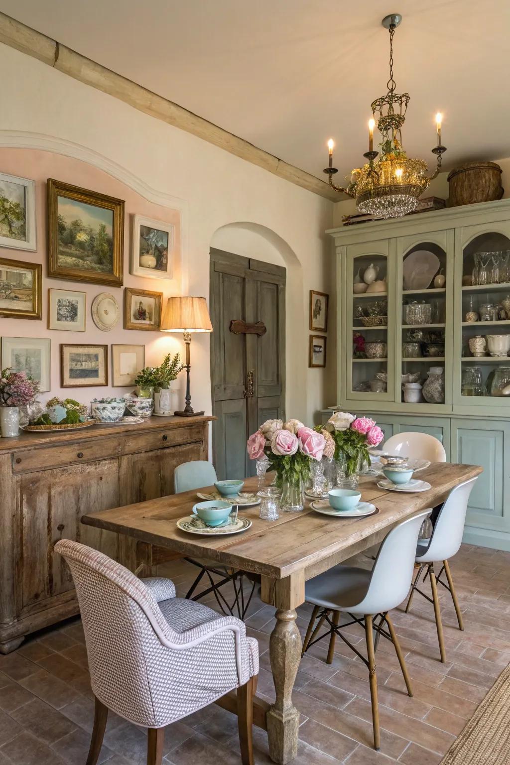 Mixing old and new things makes a balanced look.