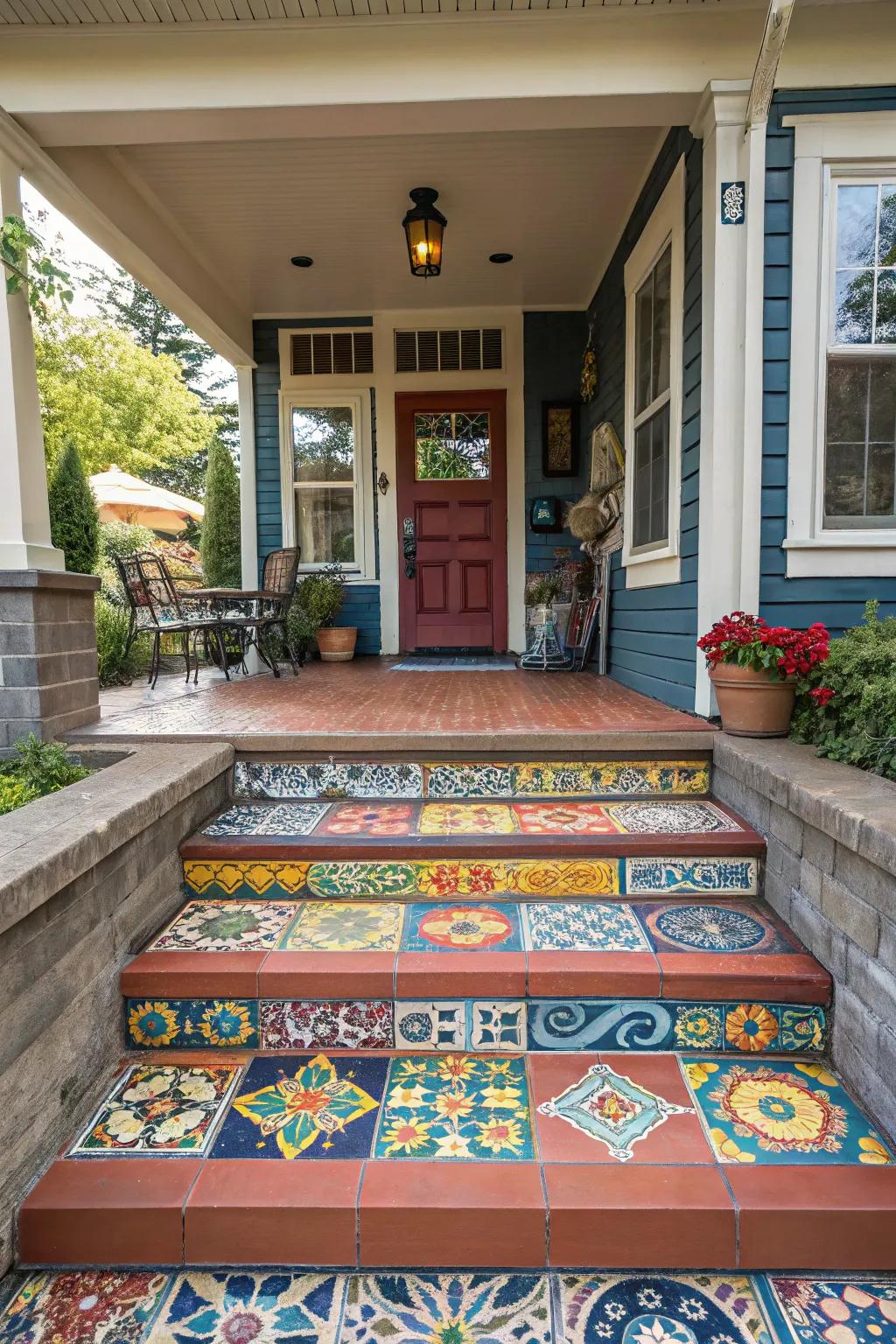 Vibrant slab layouts make a striking statement on any porch.