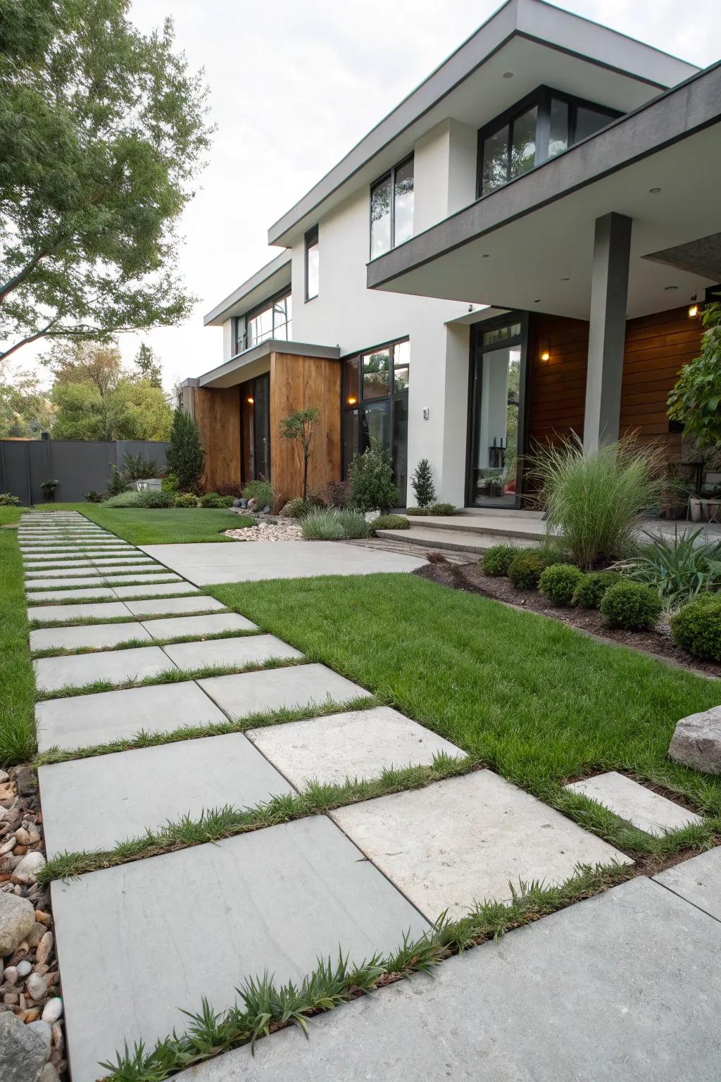 Large flat stones provide a contemporary allure.