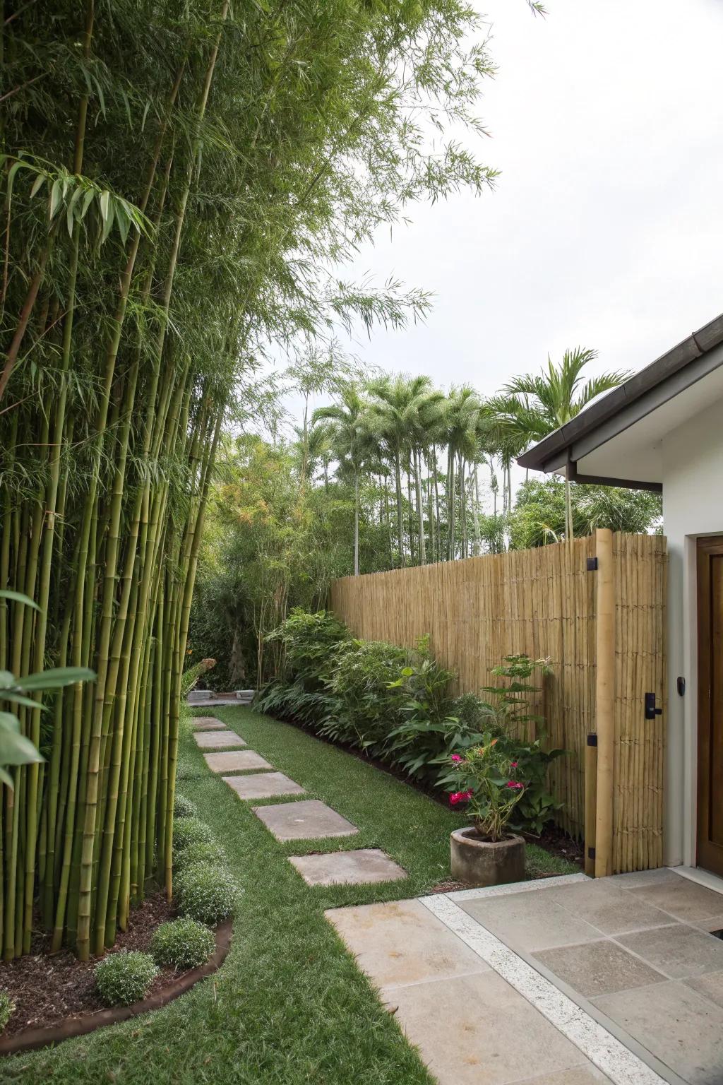 Cane dividers bring a hint of the tropics with quick-growing seclusion.
