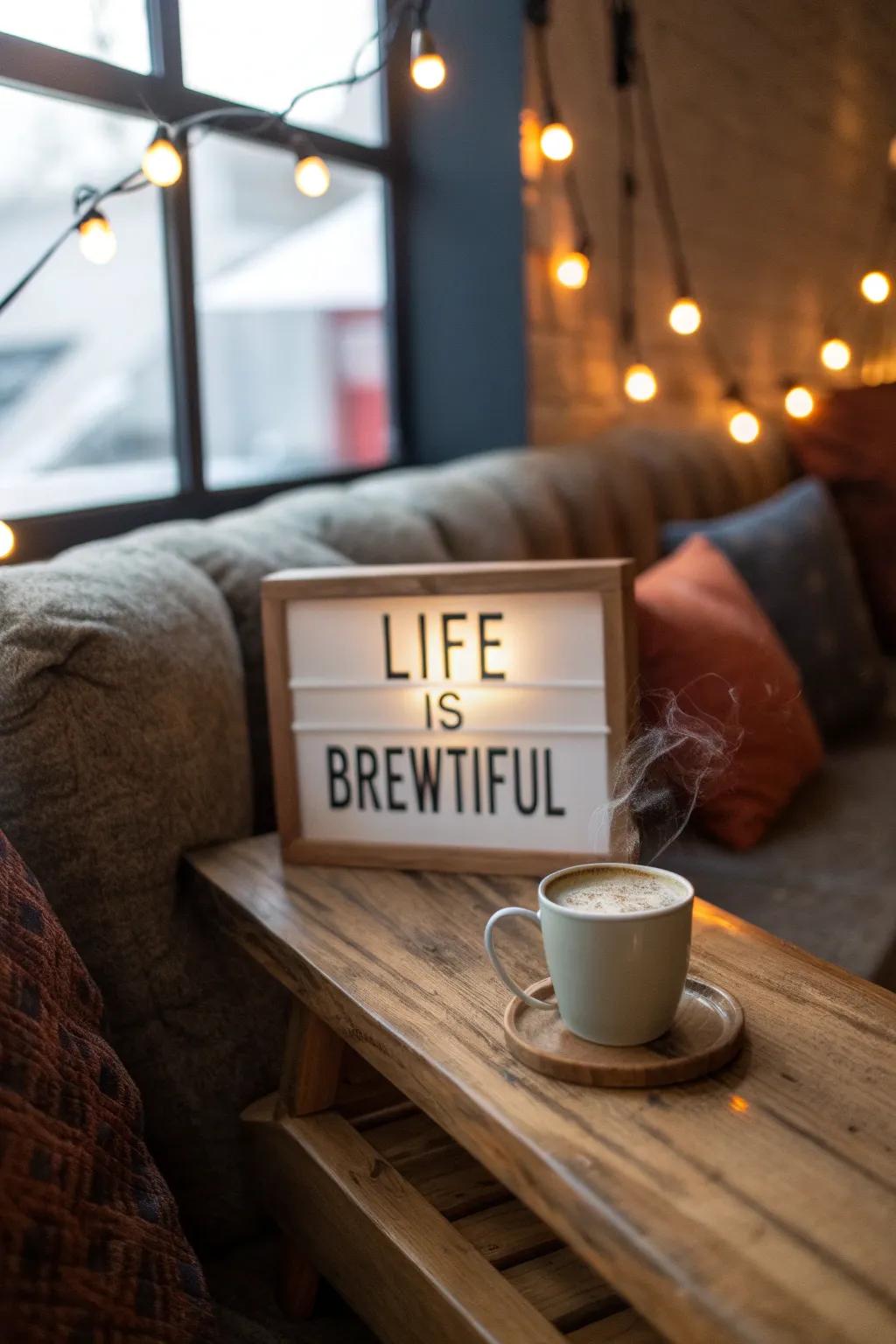 A comforting reminder to cherish the brew.