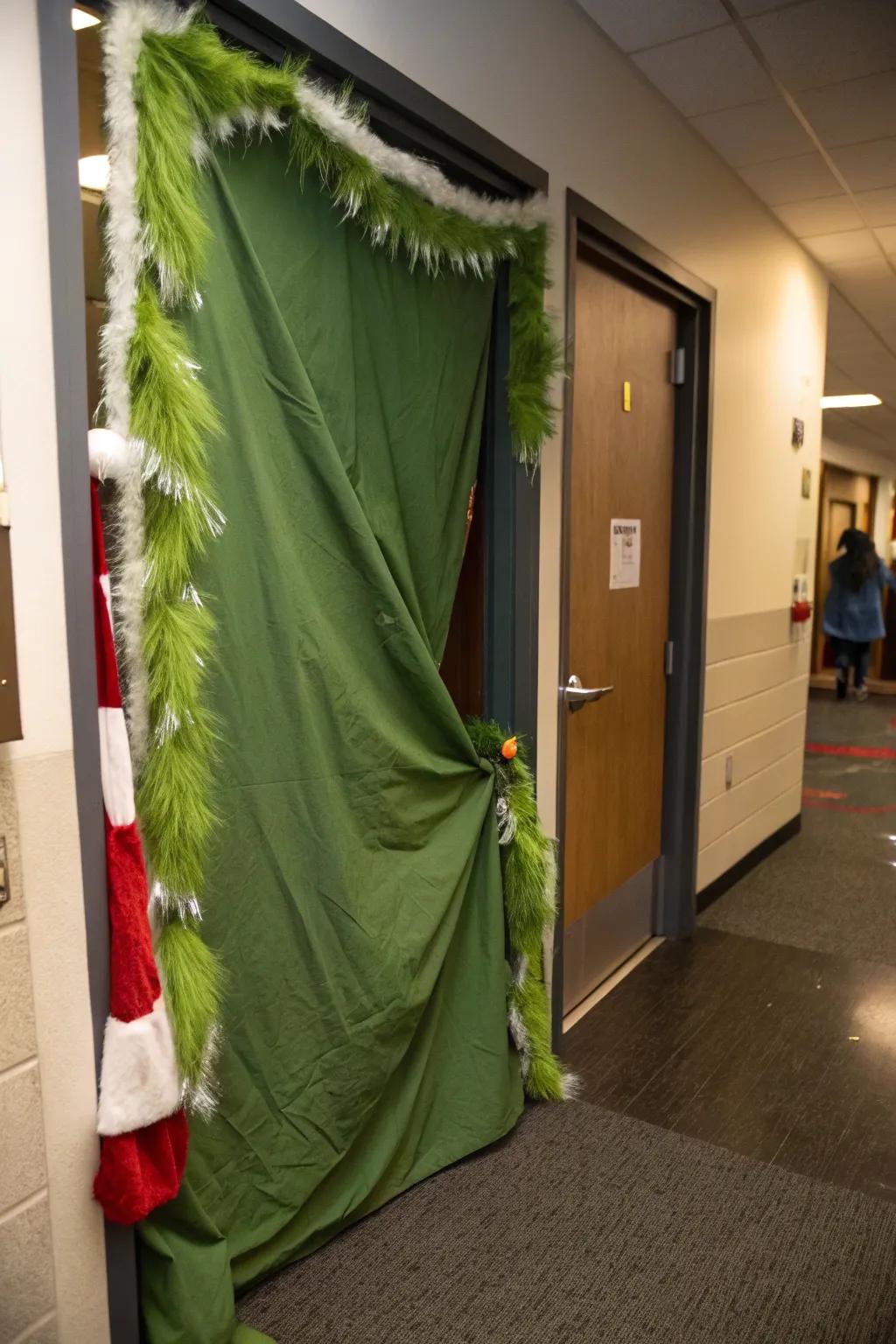 The Grinch's refuge cultivates a humorous and festive Christmas portal.