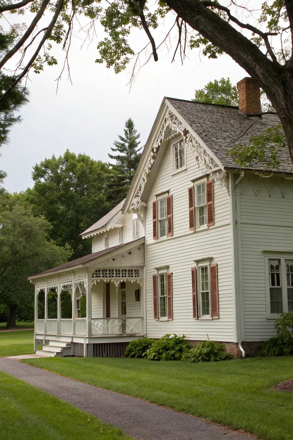 Colonial gables offer simple elegance.