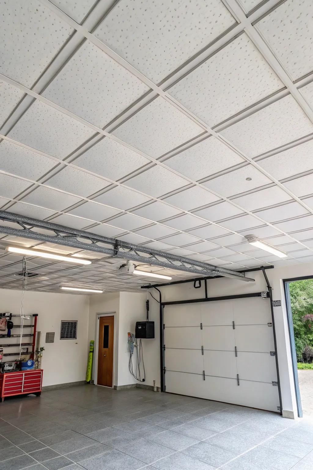 Suspended ceiling tiles offer easy access for maintenance and updates.