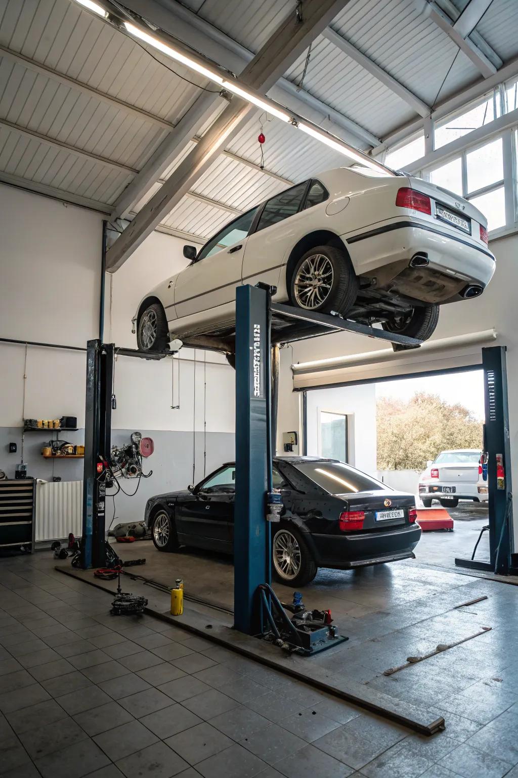 A car lift doubles your parking space efficiently.