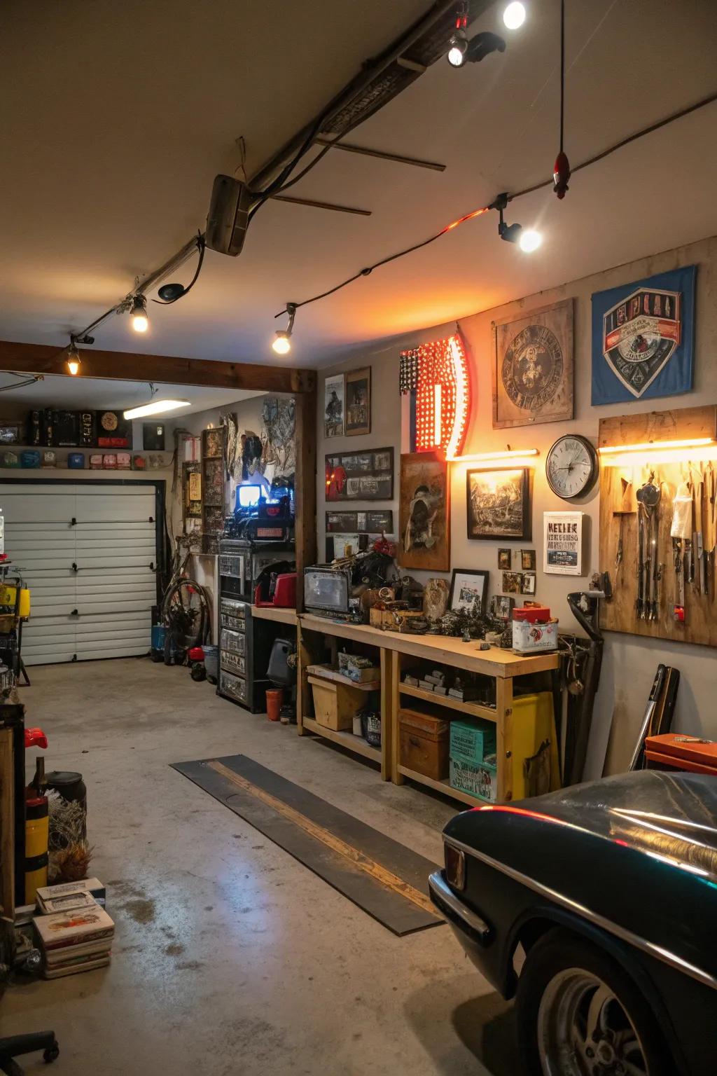 Artistic touches that transform your garage into a personal exhibition.