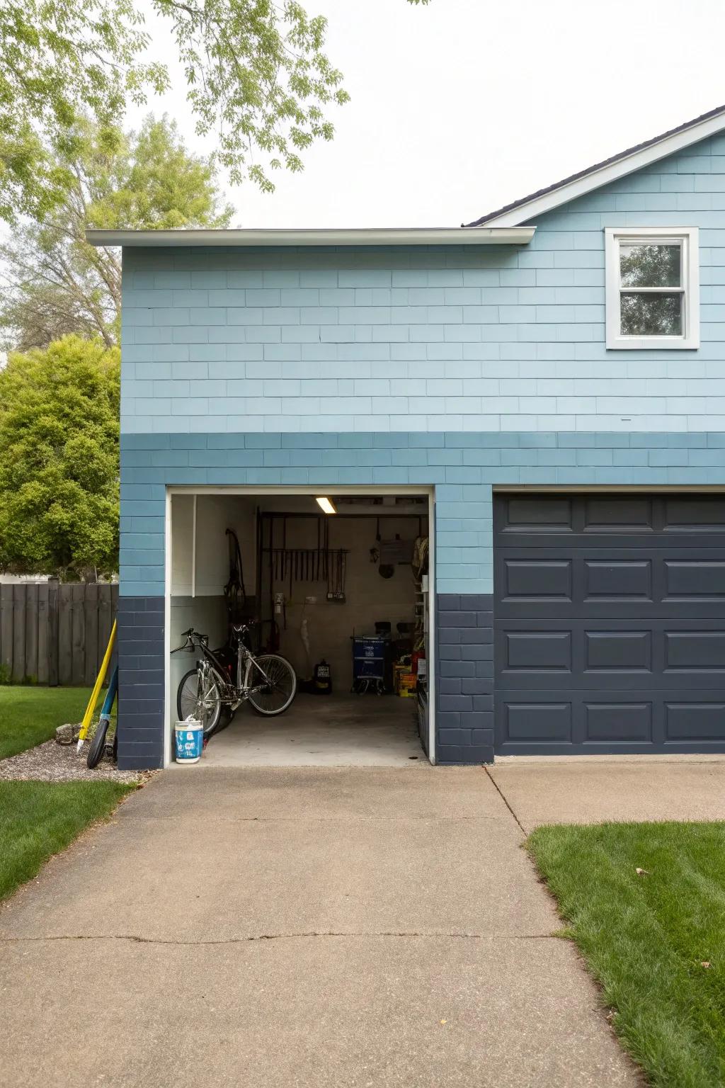 Two-tone walls enhance the depth and character of your garage.