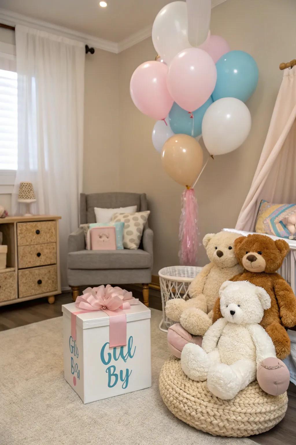 A teddy bear theme contributes a lovely feel to your gender reveal.