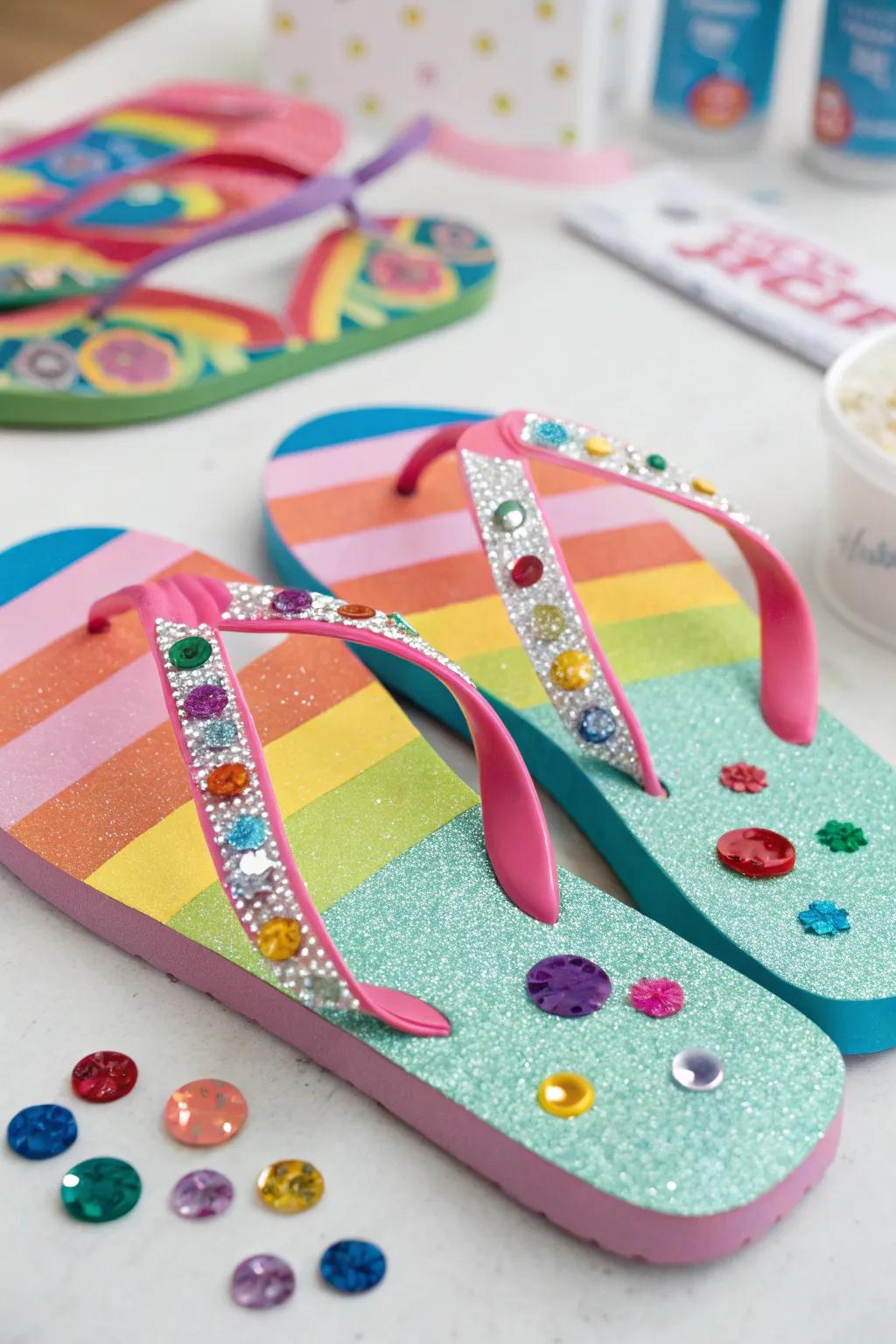 Personalized flip-flops, blending style and creativity in perfect harmony.