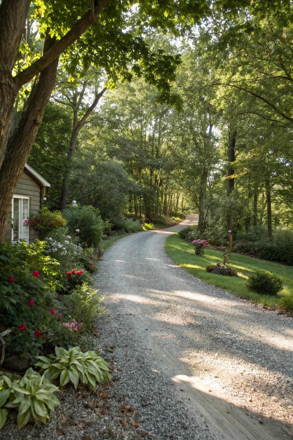 Natural walking paths furnish a serene and picturesque driveway.