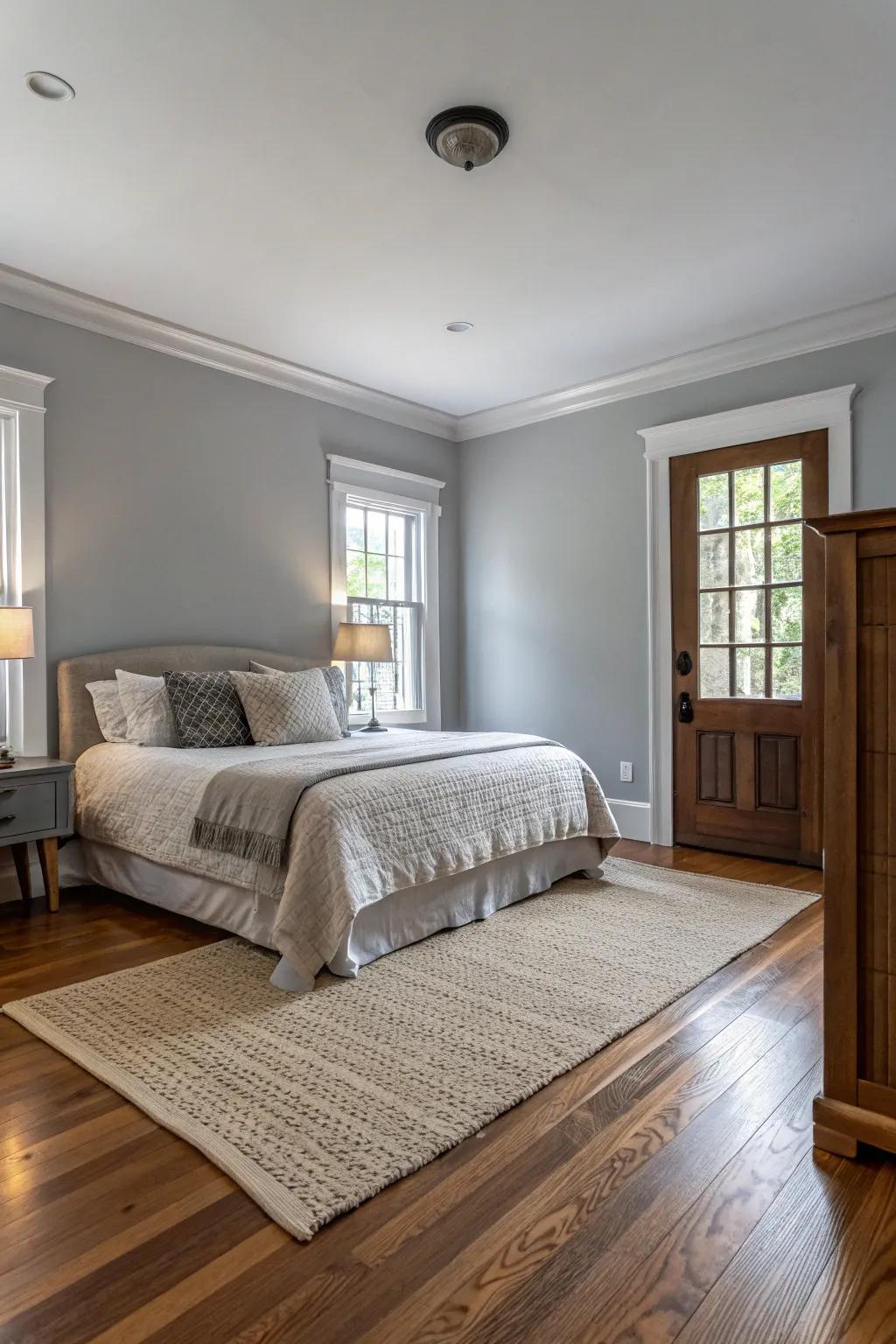 Complementary flooring ties the room together.