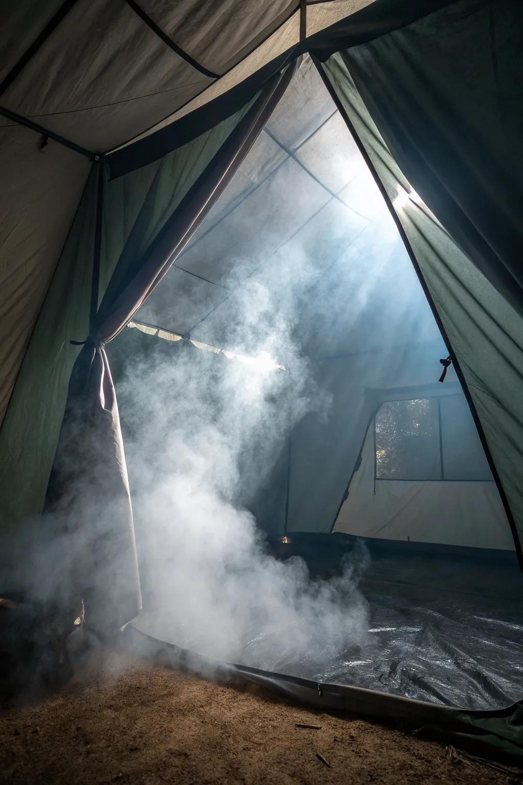 Add mystery with a foggy ambiance in your Halloween tent.