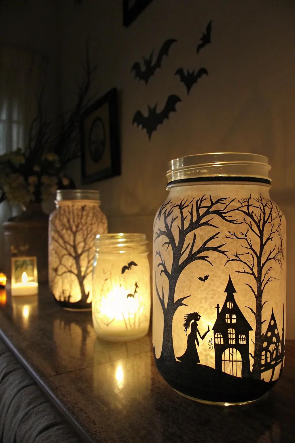 Adhesive film lanterns conjure an enchanting luminescence for Halloween.