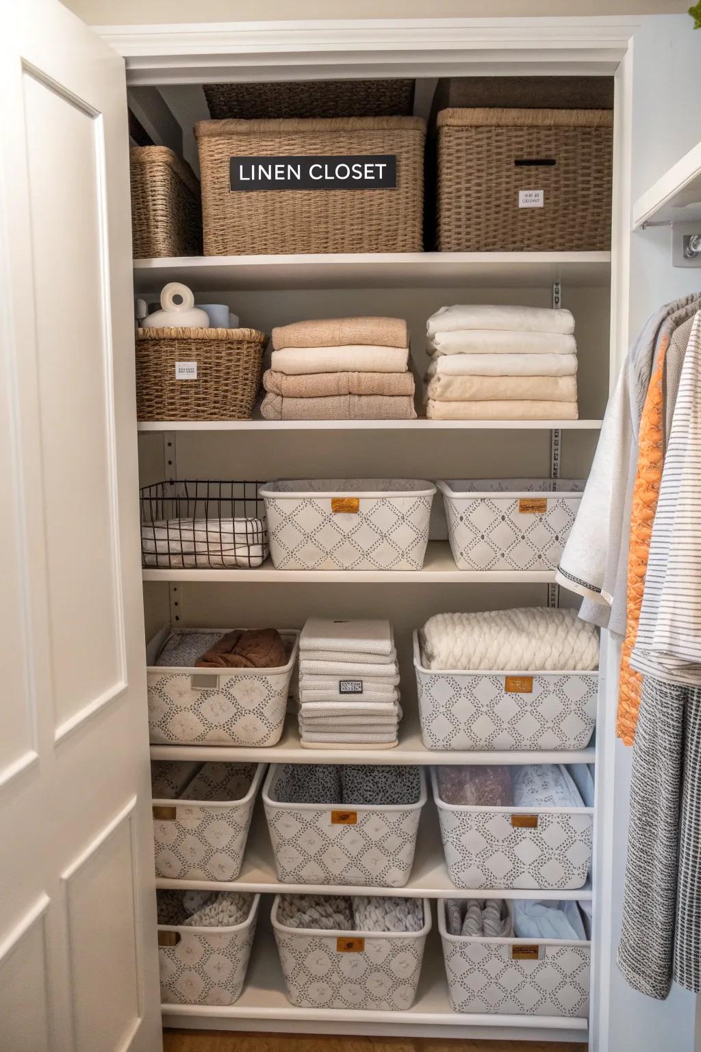 Rotate linens seasonally to keep things organized.