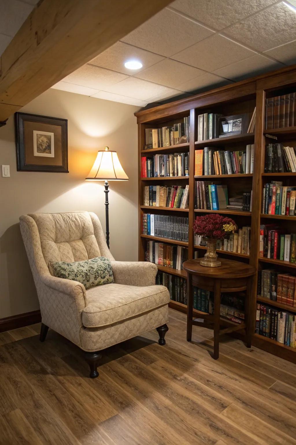 Find peace in a cozy reading nook perfect for losing yourself in a good book.