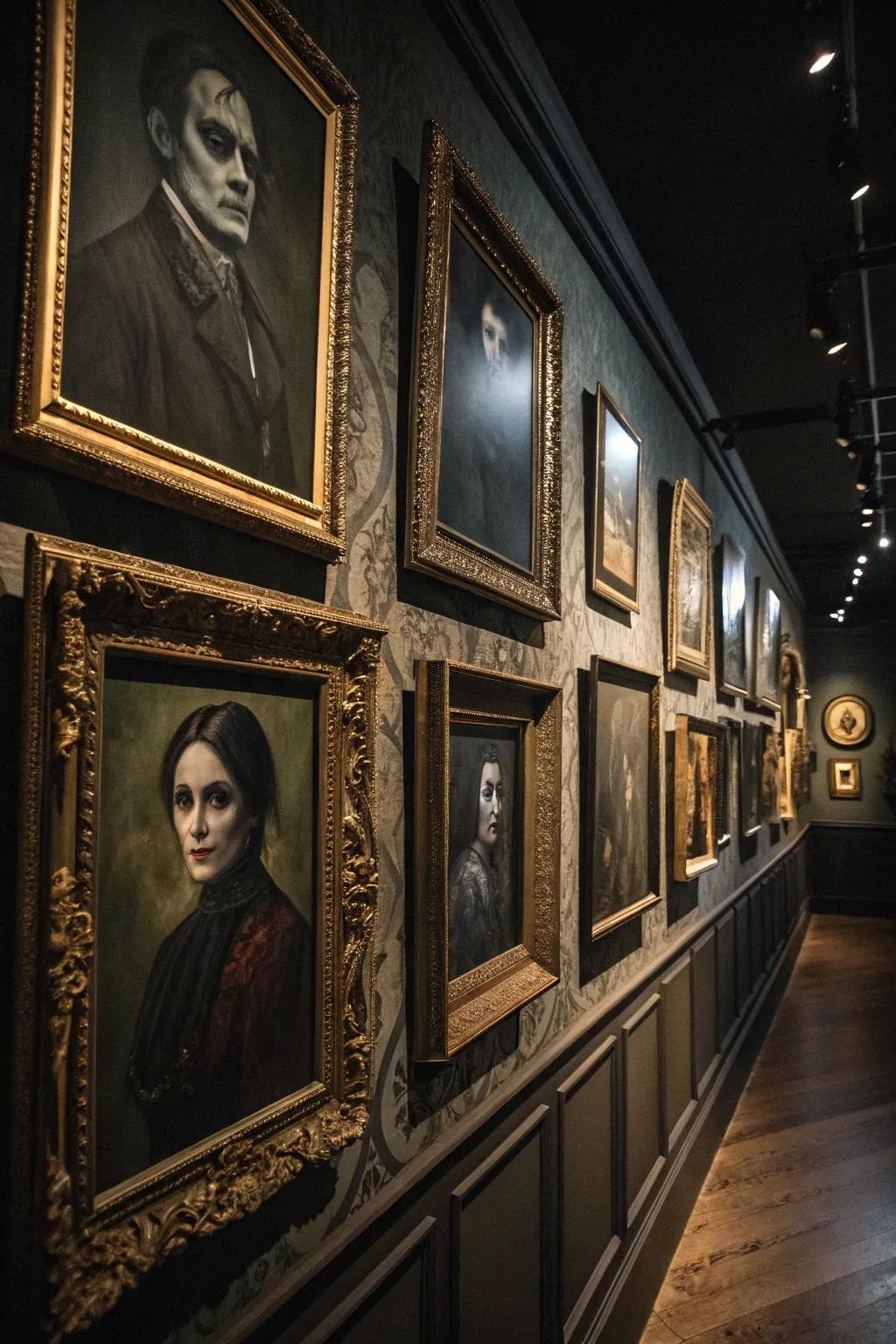 Creepy wall art can transform your space into a haunted gallery.