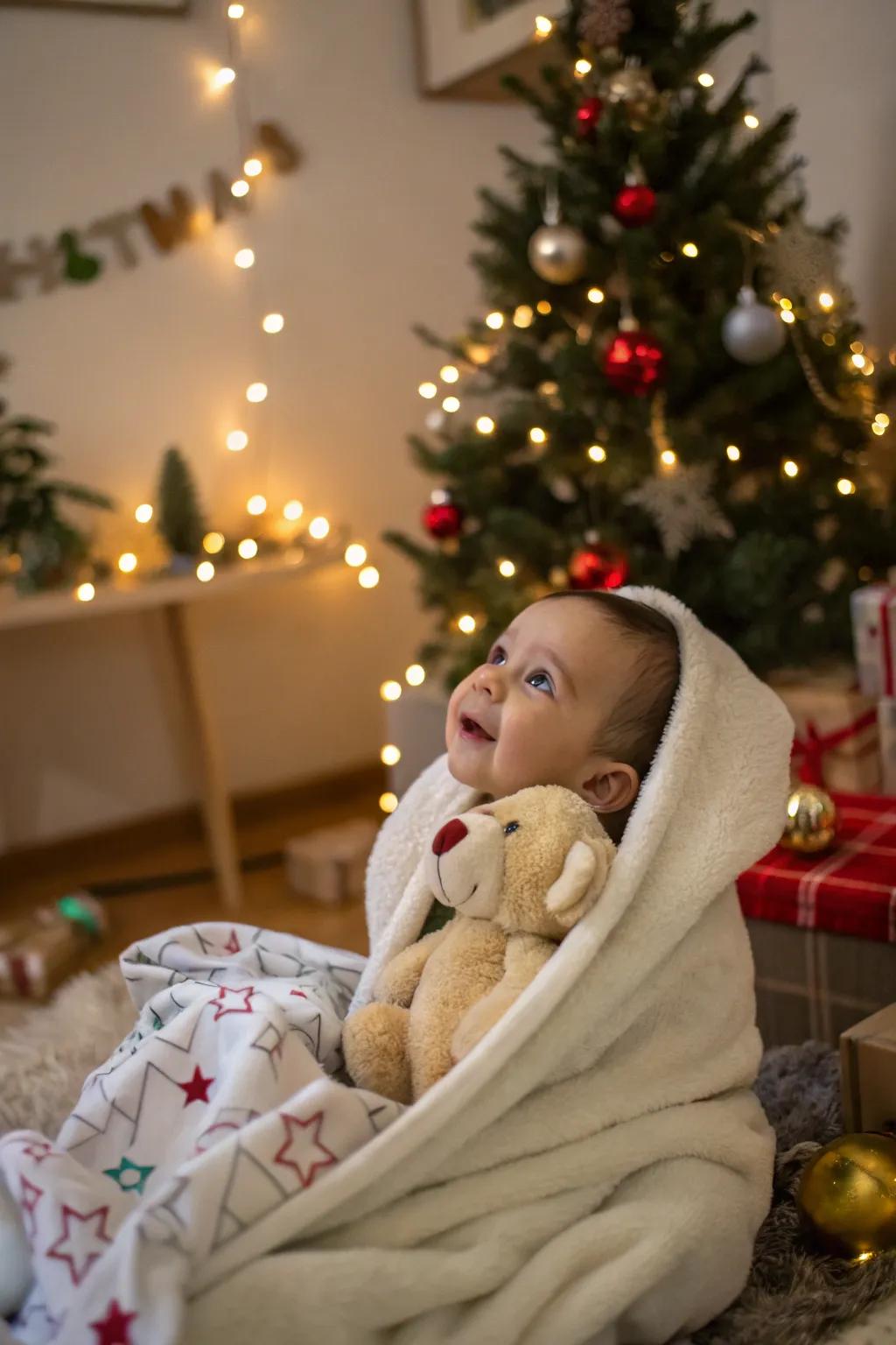 Warm and cozy cuddles make for heartwarming holiday photos.