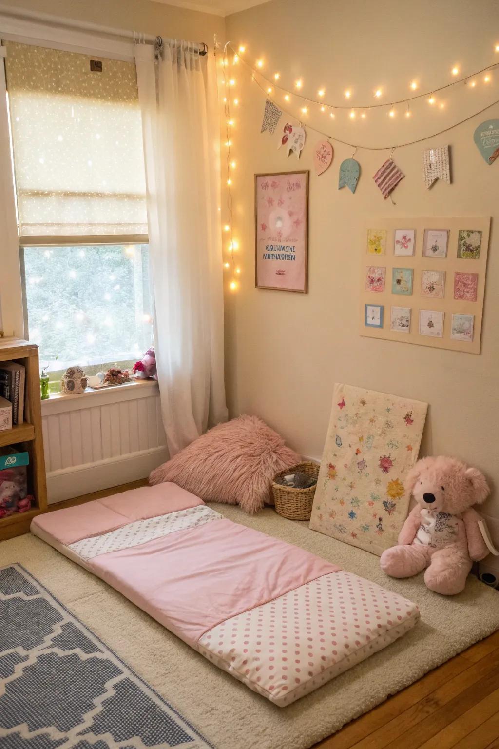 A comfortable nap area is critical for rest and relaxation.