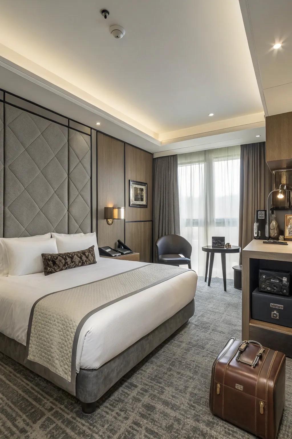 Contemporary particulars keep hotel rooms perceiving trendy and graceful.