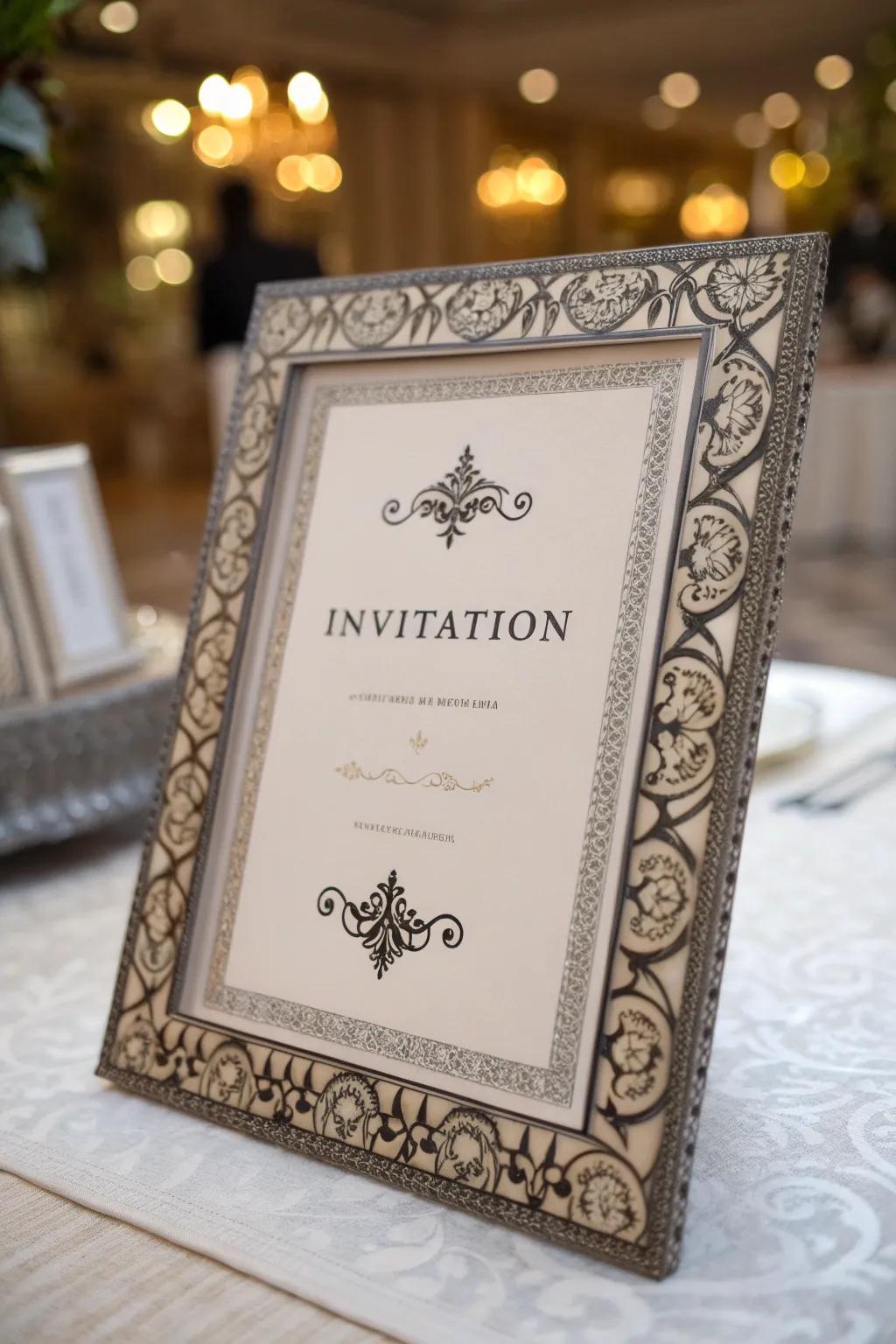 Elegant borders beautifully frame your invitation details.