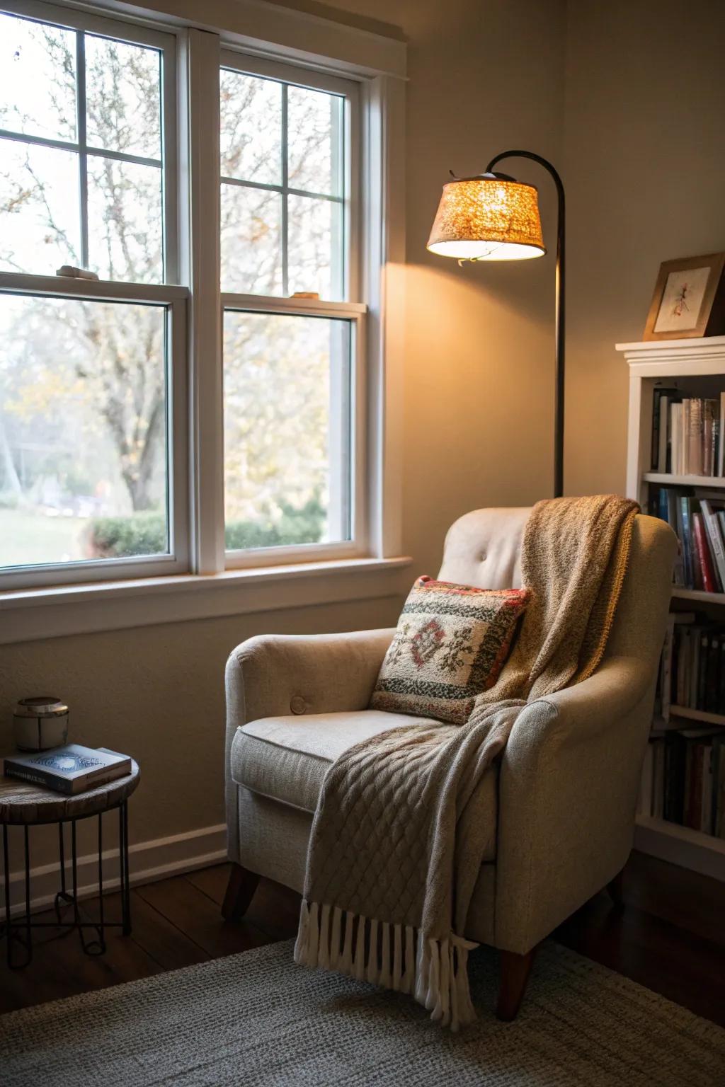 A cozy reading space that's perfect for relaxation.