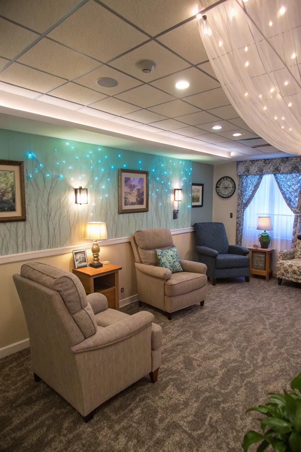 Constructing peaceful sensory environments designed for relaxation and tranquility.