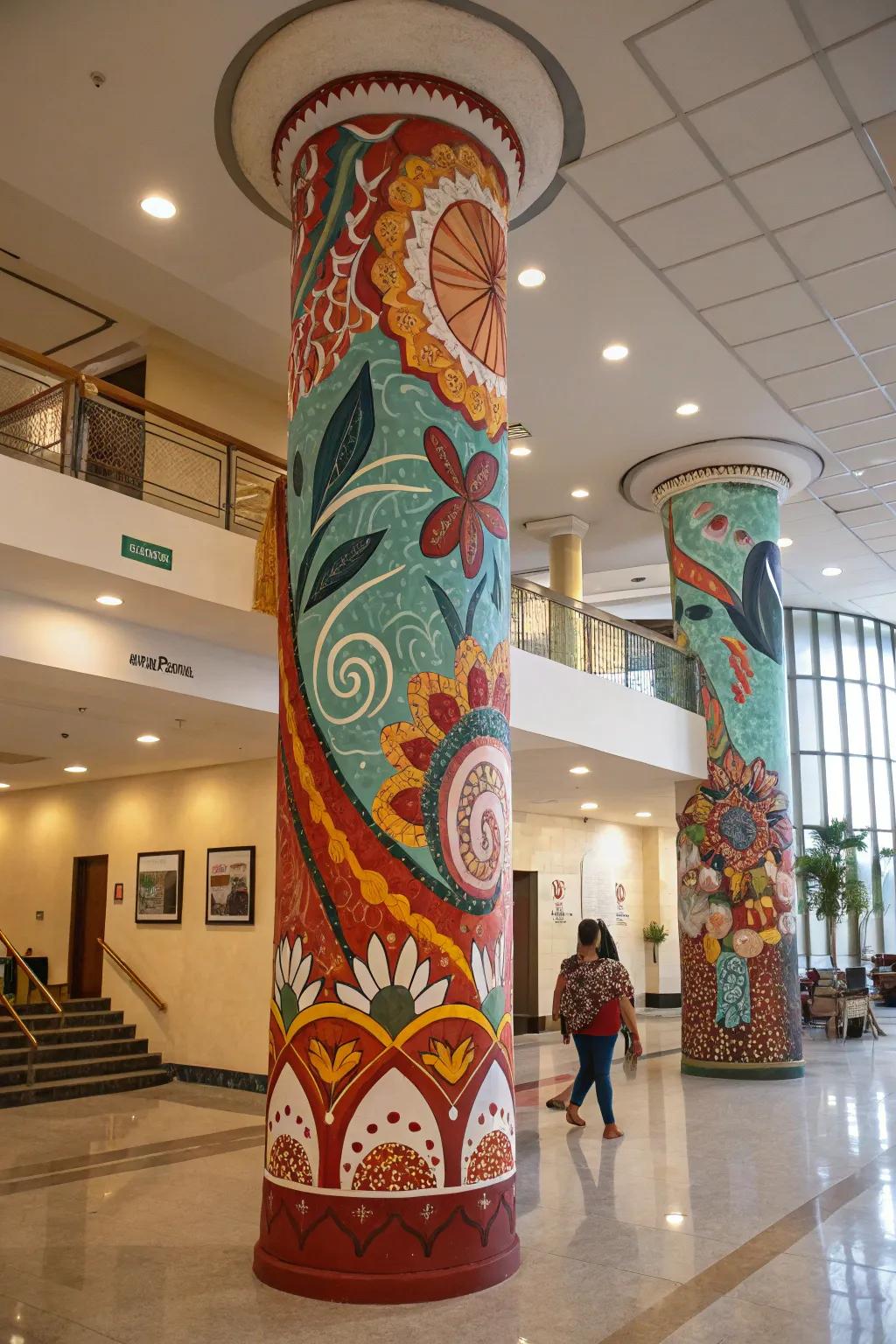 Columns serving as unique canvases.