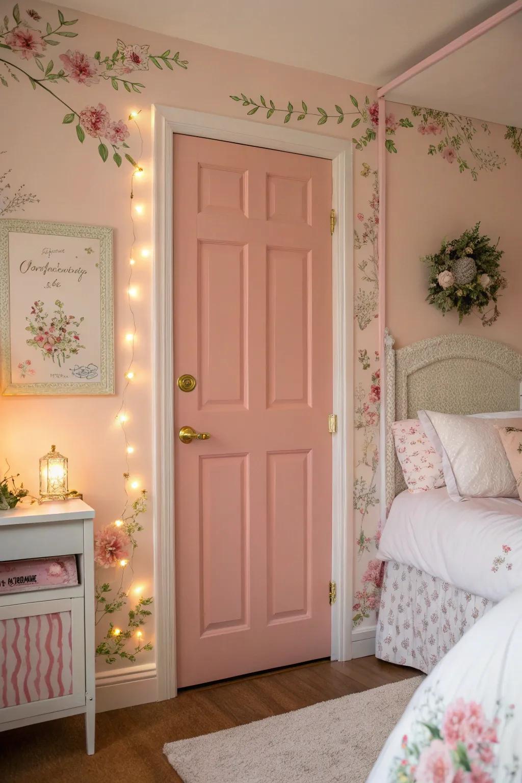 Rose doors that infuse a romantic touch.