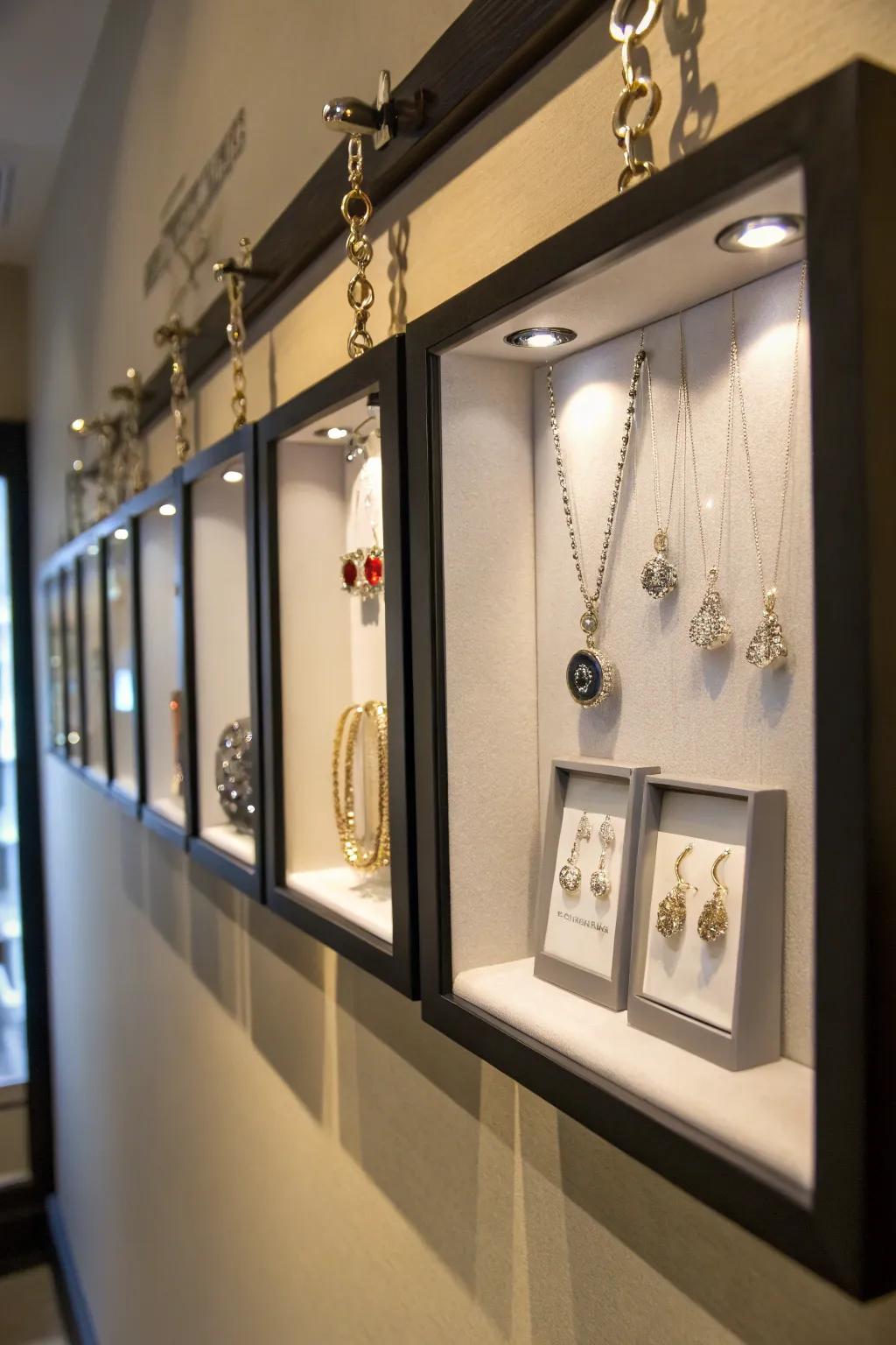 Recessed case jewelry area