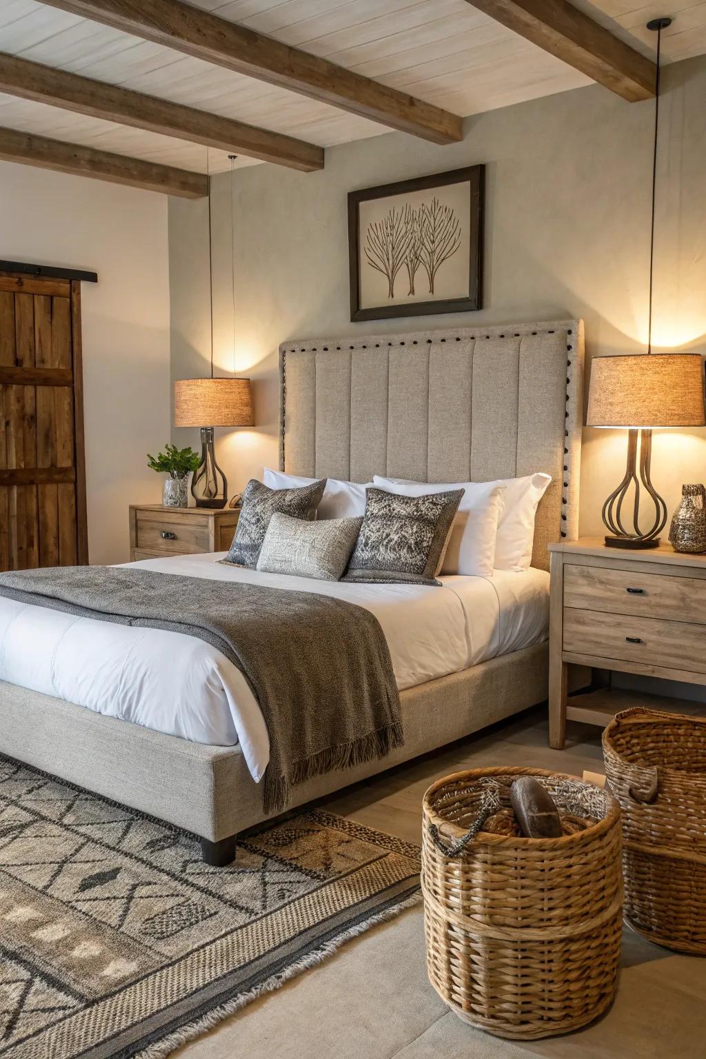 Balancing modern elegance with rustic warmth.